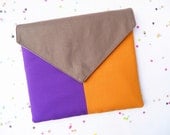 Ipad case / sleeve,  color block in purple,  brown and apricot