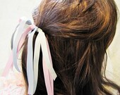 Ribbon Ponytail Holder Pony-O Pink Ivory Gray