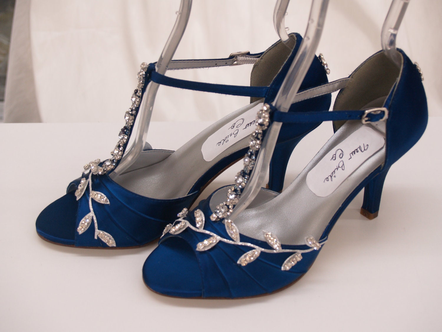 Blue Wedding Shoes Royal-Blue with Silver Swarovski Crystals