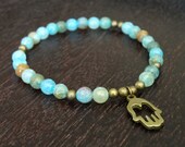 Blue Fire Agate Positivity Mala Bracelet - Protection & Positivity Mala Bracelet - Prayer Beads, Yoga, Buddhist, Meditation, Jewelry