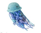 jellyfish BABY RATTLE PLUSHIE toy stuffed animal plush ocean theme turquoise blue teal purple periwinkle