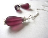Purple Sea glass beads Bridesmaids necklace - Beach wedding Amethyst Mermaid Jewlery