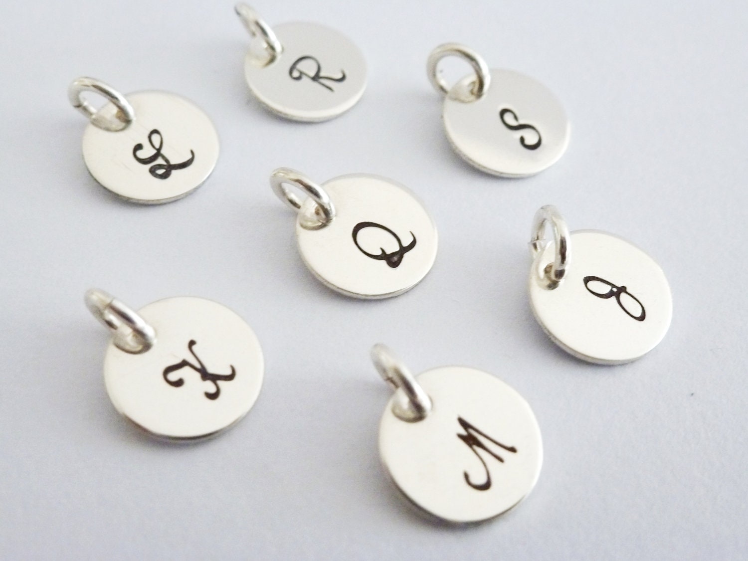 Initial Charms Pendant - Initial Necklace - Personalized Initial Charm in Sterling Silver - Single Initial Disc Pendant