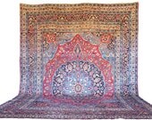 Worn Antique Persian Mashad  Rug. c1880. 12'6" x 9"
