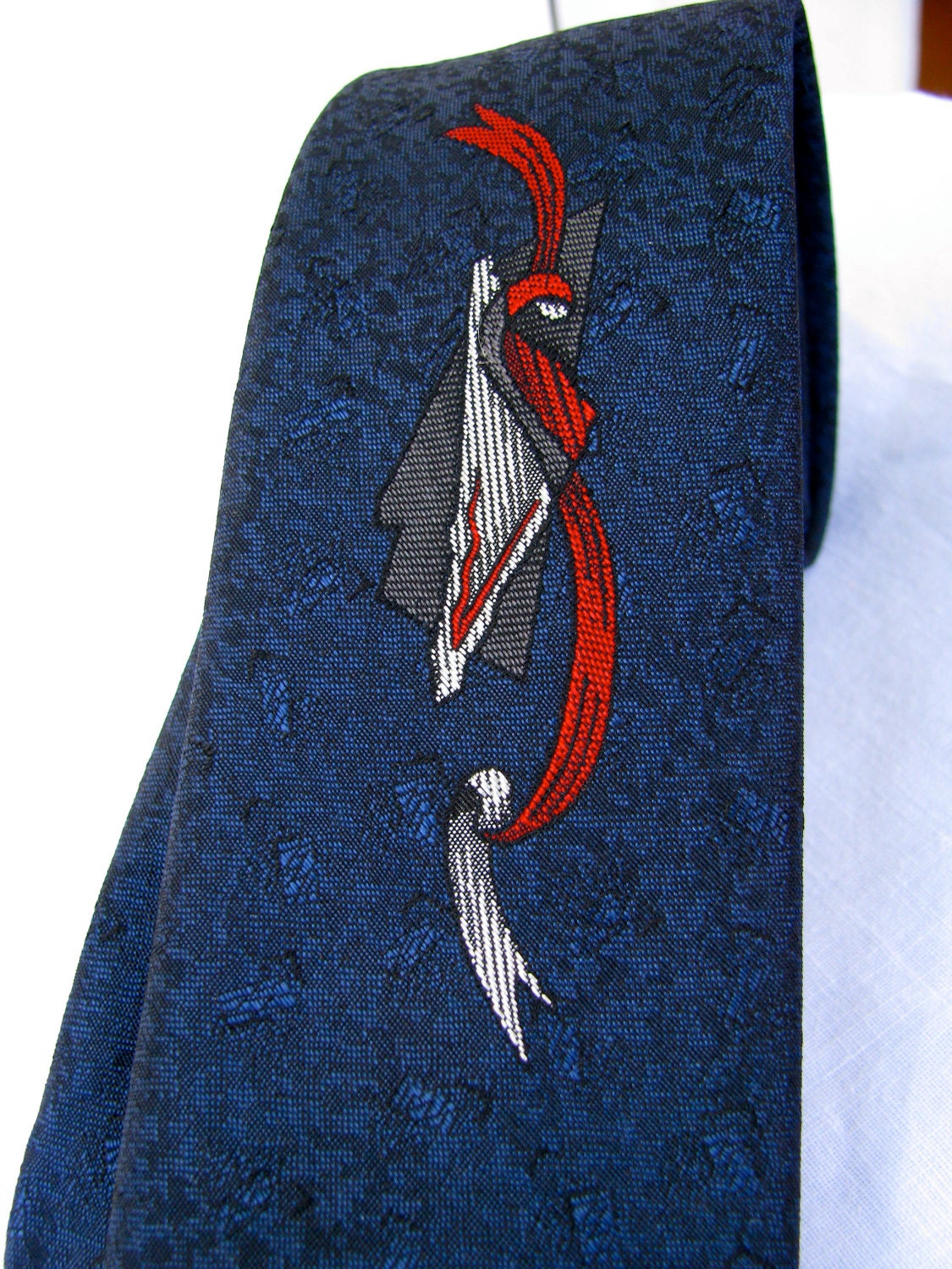 Awesome Bugle Boy Skinny Tie with Art Deco Design - Mad Men Appeal