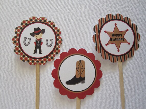 12 Cowboy Cupcake Toppers Il_570xn