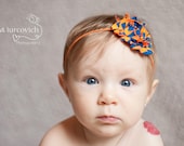 Florida Gators Flower headband, Photo Prop with shabby chic flower on skinny elastic