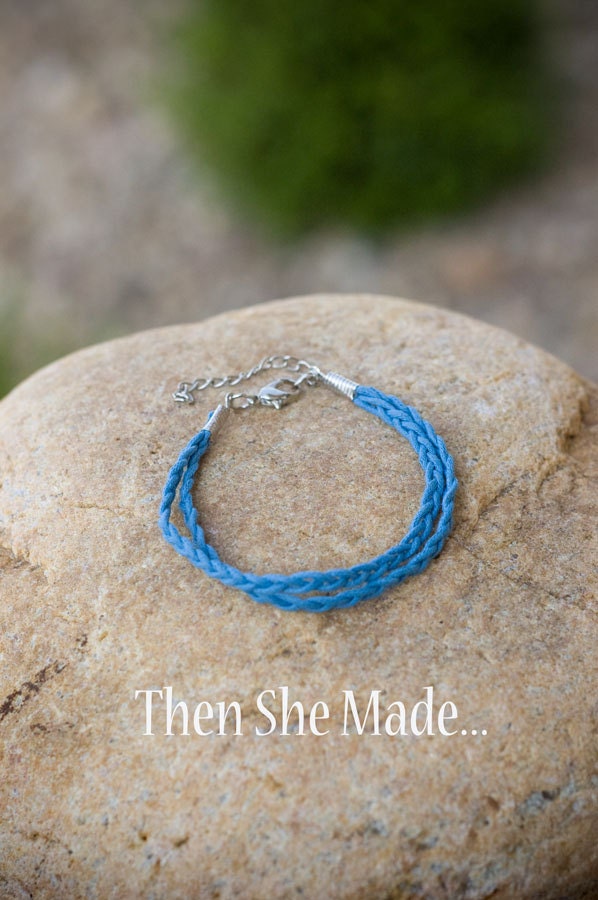 Adjustable Braided Blue Bracelet
