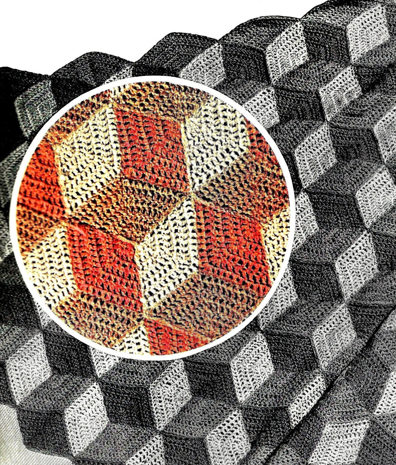 1930s Afghan Spinning Wheel Cube, Tumbling Blocks or Illusion Quilt - Crochet PDF Download 4603