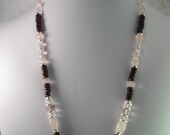 Sale, Rose Quartz w/Garnets and Crystal Quartz Necklace, Handmade Handcrafted Beaded Jewelry, Genuine Natural Gemstones, NaturesJewelsbyVina
