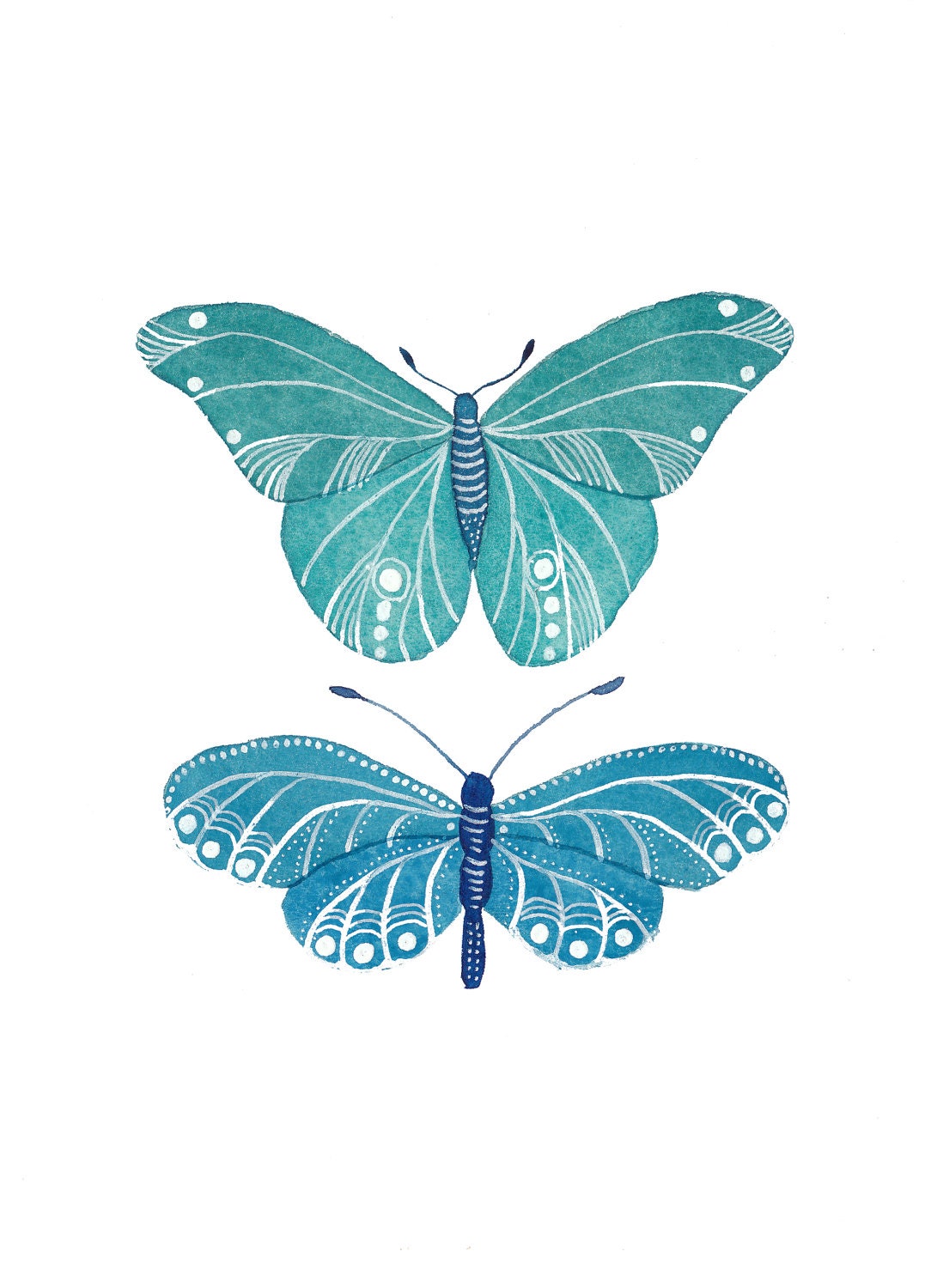 Turquoise Butterflies Archival Art Print