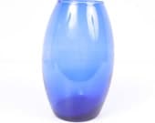 Vintage Cobalt Blue Vase Glass Container Art Glass Centerpiece