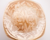 Vintage Jeanette Floragold Louisa Carnival Glass Square Plate Iridescent 1950s