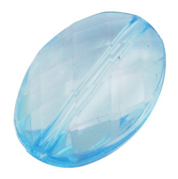 25 ct Acrylic Chunky Faceted Transparent Beads 19mm - Teal / Turquoise Oval Crystal (CBFC19-TOV1012)