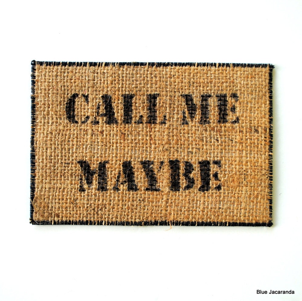 Call Me Maybe - Burlap Card - Upcycled Coffee Sack