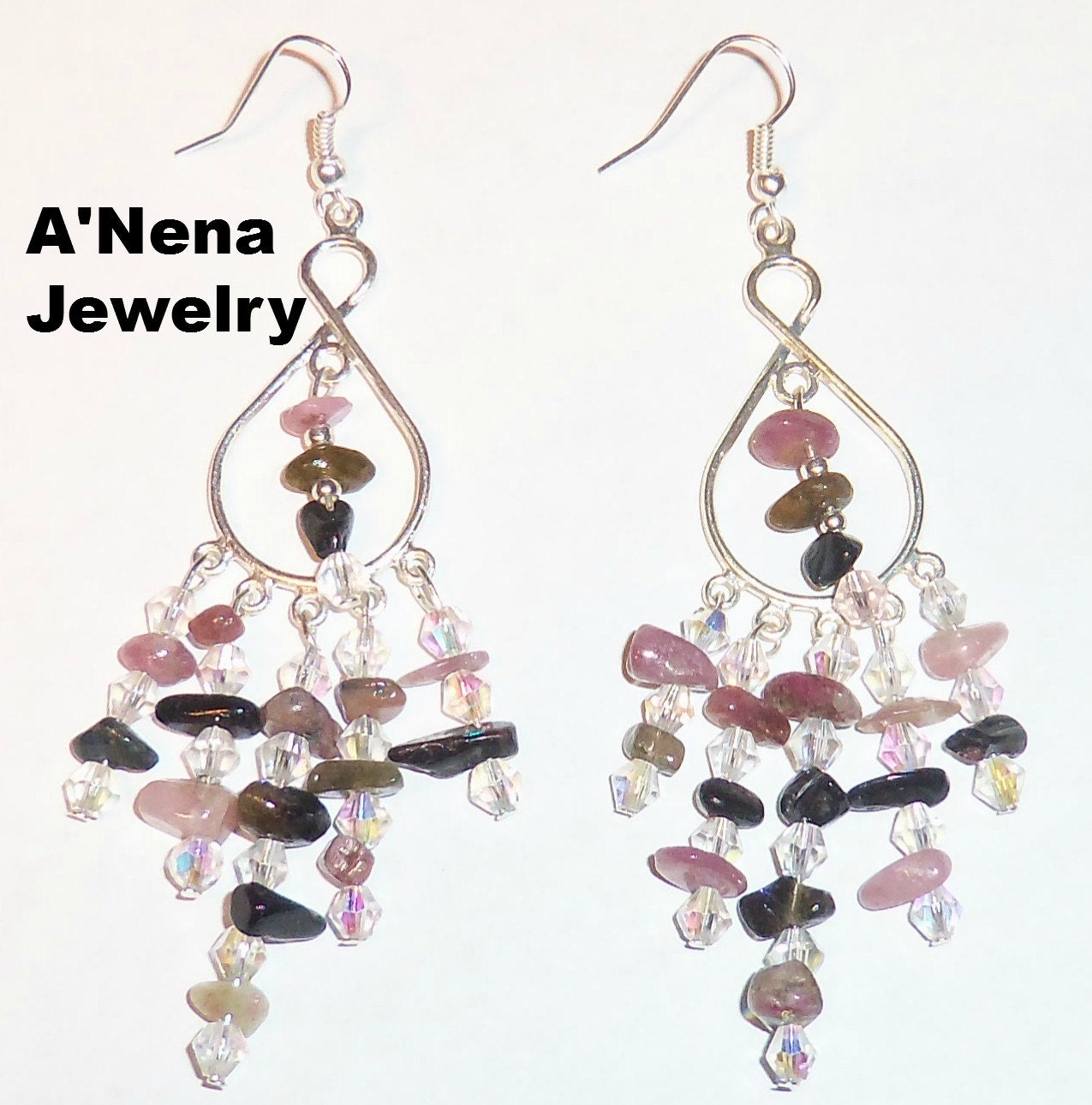 Earrings  Watermelon Tourmaline & Swarovski Crystal  " Confident" is 15th Century Machu Picchu inspired
