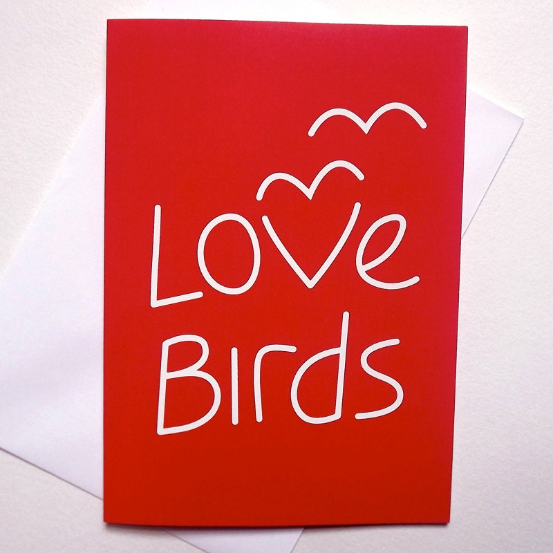 Love Birds A6 Valentine's Card by hello DODO -  engagement, wedding, anniversary