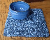 Colonial Blue Pot Holder,  Denim Blue Snack Mat, Country Kitchen Trivet,  Blue Batik Trivet