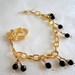 SALE, Gold and black, bracelet, onyx, handmade, flower toggle clasp - PachamamaLove