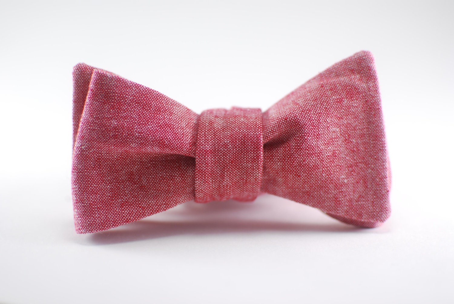 Chambray Bow Tie - Brick Red