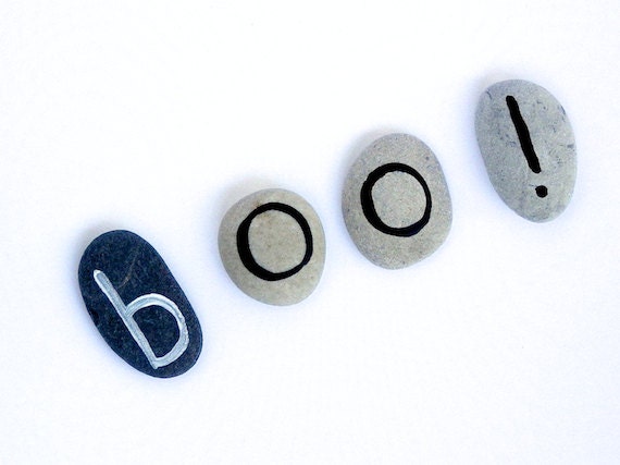 Halloween Boo, Magnet Letters, Beach Pebbles by Happy Emotions, Sea Stones, Rocks