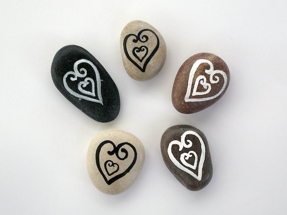 Valentine's day, Time to Give Your Love, Beach Pebbles with Magnets, Heart, Unique Gifts for Family and Friends, Sea Stones, Rocks