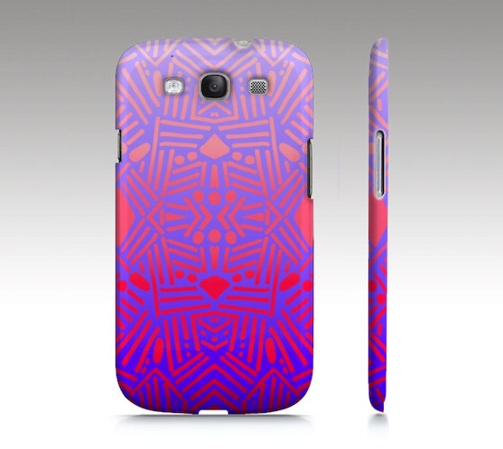 Samsung Galaxy S3 case, tribal aztec ethnic pattern design, ombre pink purple neon, art for your phone