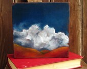 Original oil painting dark sky thunderstorm clouds autumn colors landscape - Stormscape series nineteen