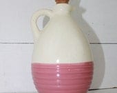 Vintage Olive Oil Bottle  Olive Oil Dispenser Pink and Cream Mohawk Liquor Pottery Crock