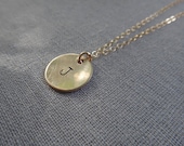 Gold filled initial charm necklace, custom engraved typewriter font