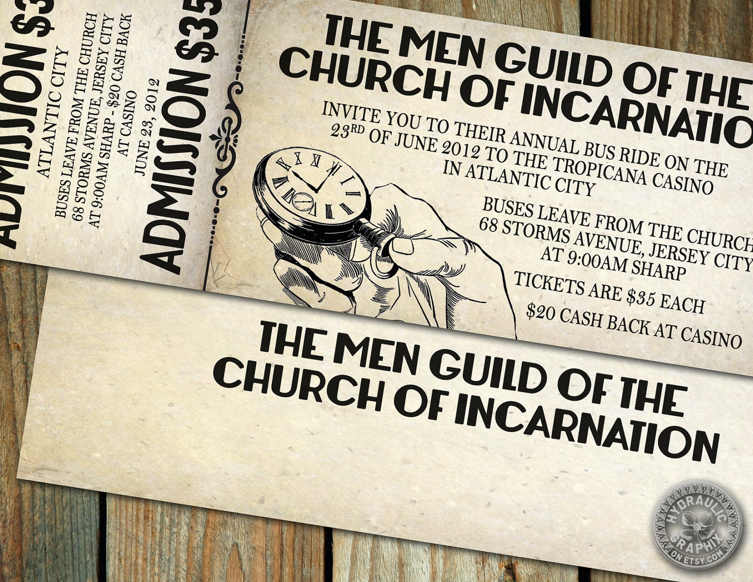 Men's Ticket Invitation - Dad's Birthday, Retirement Party, Barbecue or Church event ticket with steampunk and vintage elements Il_570xn