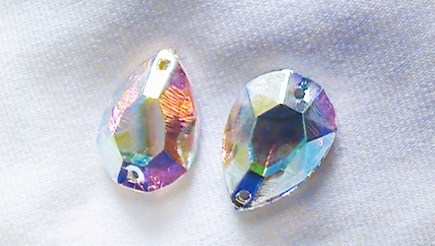 Swarovski Components 3232/2 16mm x 11 mm Crystal AB  Sew on Pear shape, 2 pieces