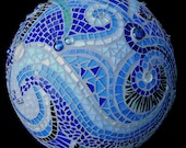 Mosaic Orb Blue Garden Sphere Glass Terracotta Gazing Ball - PsykelChic
