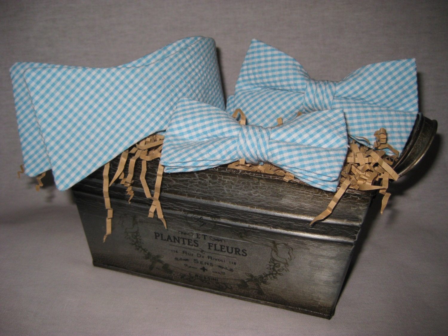 Sky Blue Gingham Seersucker Bow Tie Collection