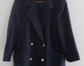 Navy Pea Coat / Navy Peacoat / Womens Pea Coat Womens Wool Peacoat Blue Peacoat Womens Outerwear Womens Winter Coat Gold Button Jacket Large