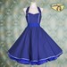 50's vintage dress full skirt royal blue light blue polka dots dress rare Tailor Made after your measurements