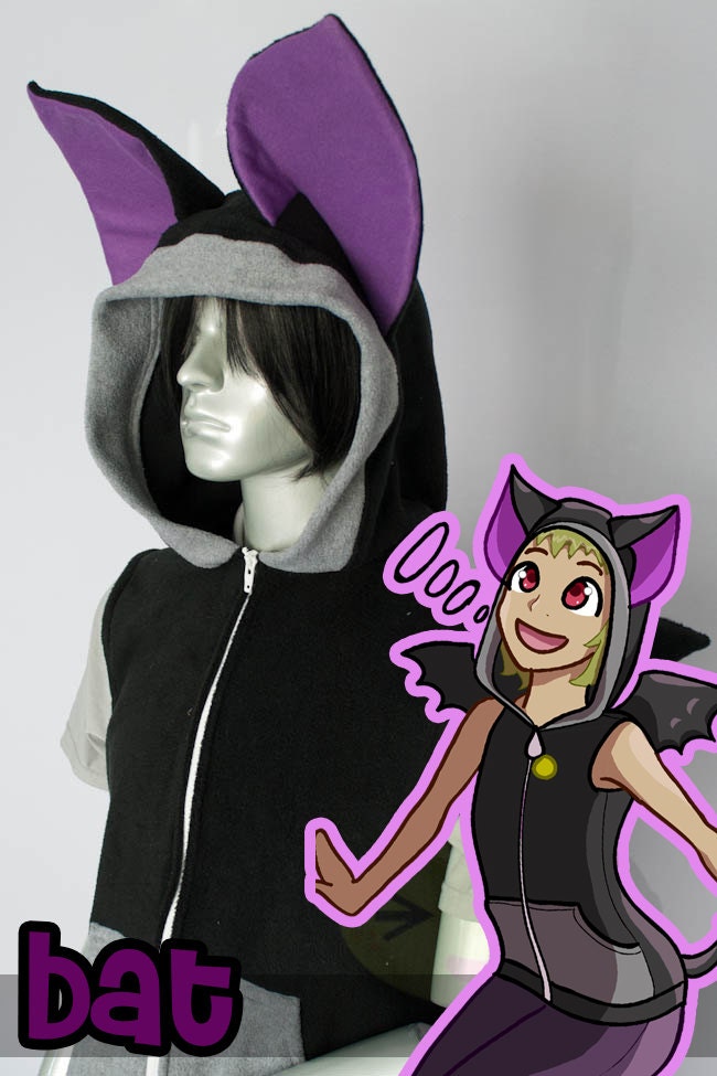 Bat Vest, Costume, Hoodie, Vest, Jacket, Hand-made, Cosplay