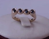 Antique Victorian   14k  Yellow  Gold Pinky Ring:Genuine Old European Cut Sapphires, late 1800's