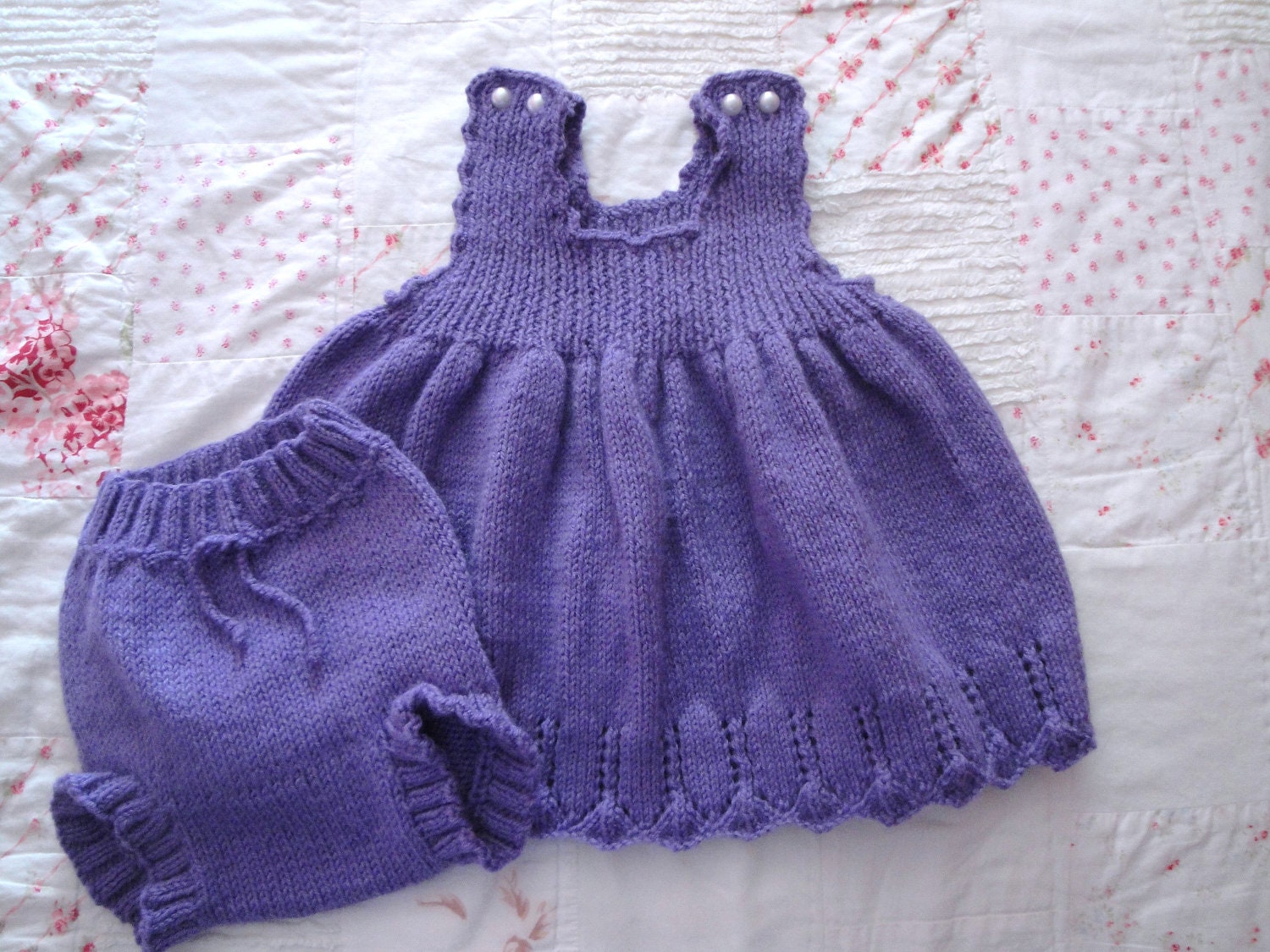 Purple Dress and Bloomers Size 2 Hand Knit Jumper Dress and Diaper Cover Baby/Toddler Holiday Outfit - Girlpower