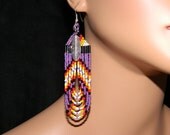 Native American Purple Beaded Loop with Feather