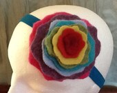 Women's Colorful Rainbow Petal Felt Headband, Made from Recycled Wool and Cashmere