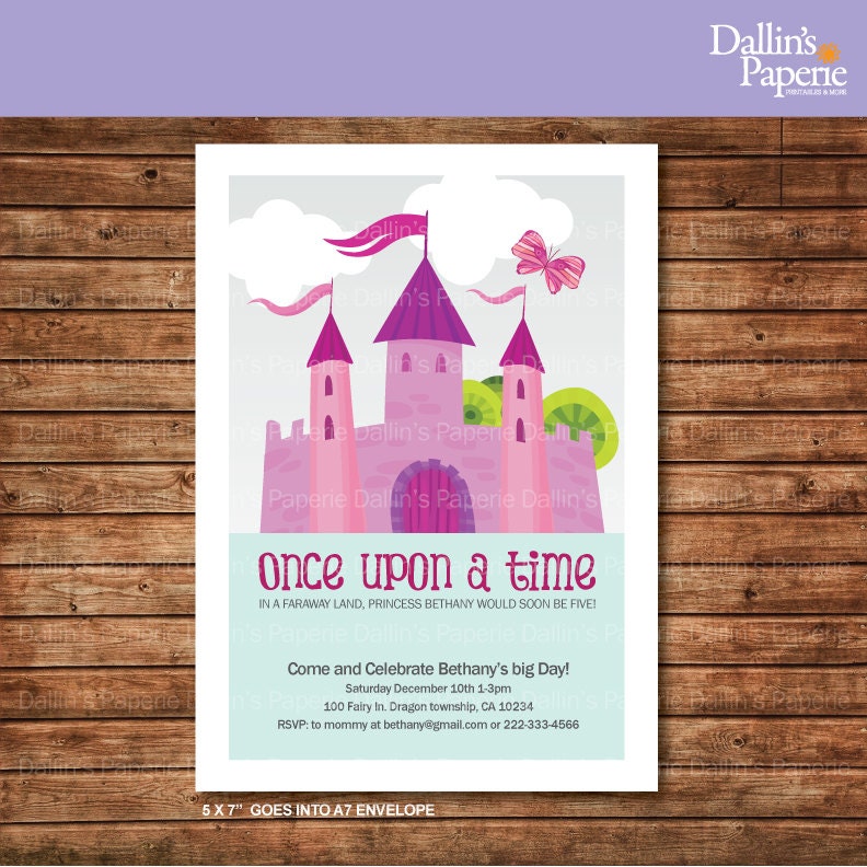 Princess Castle Birthday Party Printable Customized Invitation - Girls