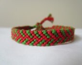 Staggered Chevron Braided Friendship Bracelet - Red and Green