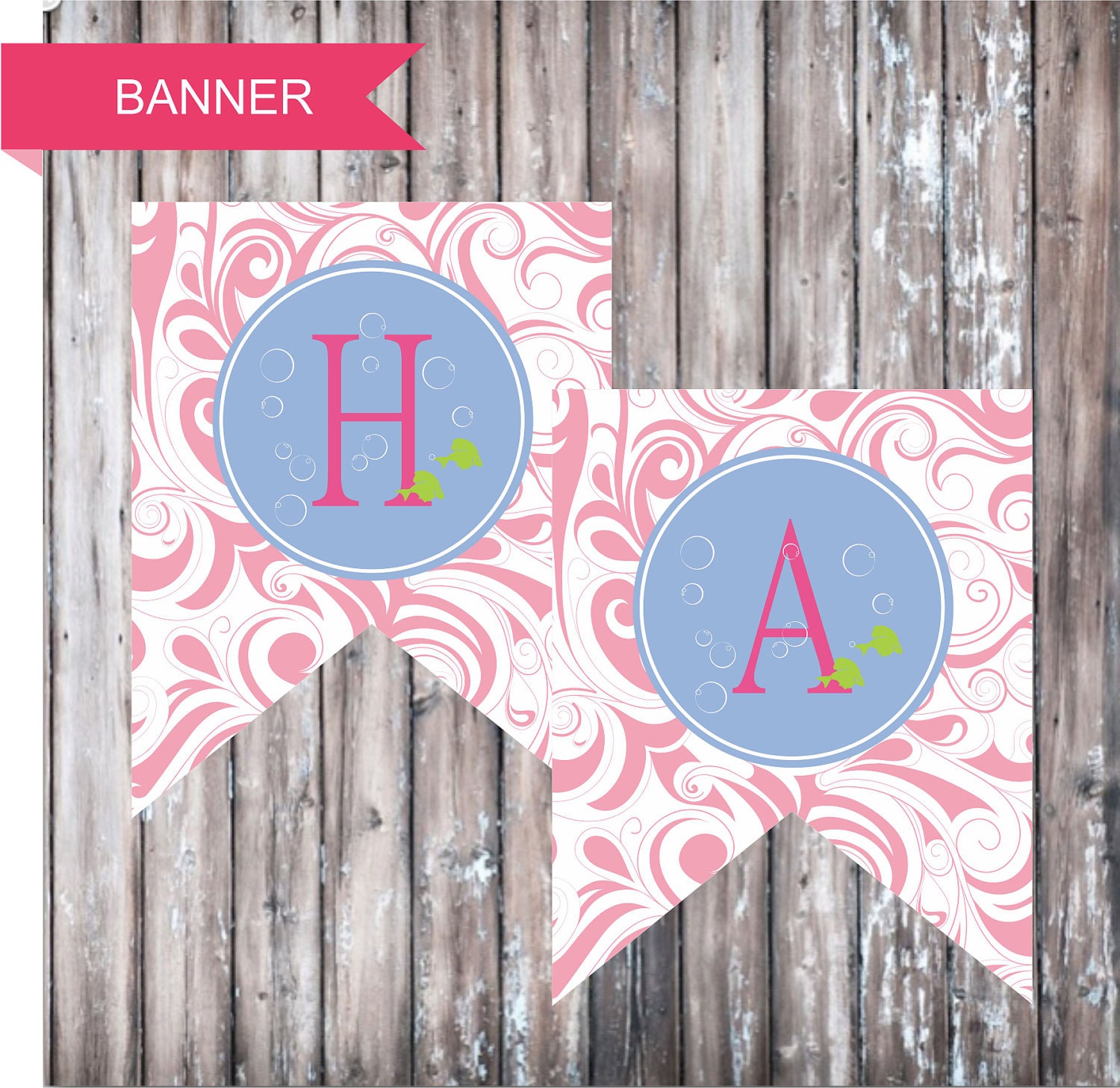 MERMAID BANNER - Under the Sea Party printables -  by WC Designs