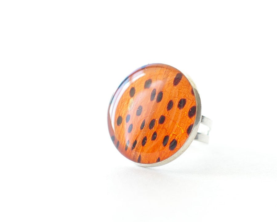 Real Tiger lily ring - tangerine orange lily petals ring - handmade resin jewelry