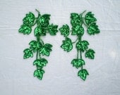 Green Leaf Sequin Applique Set of 2