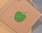 Glitter Apple Handstamped Gift Tags - Apple Placecards (Set of 6)
