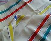 Vintage Metis Basque Tea Towel linen / cotton blend Unused Bold Colors Ecru BG
