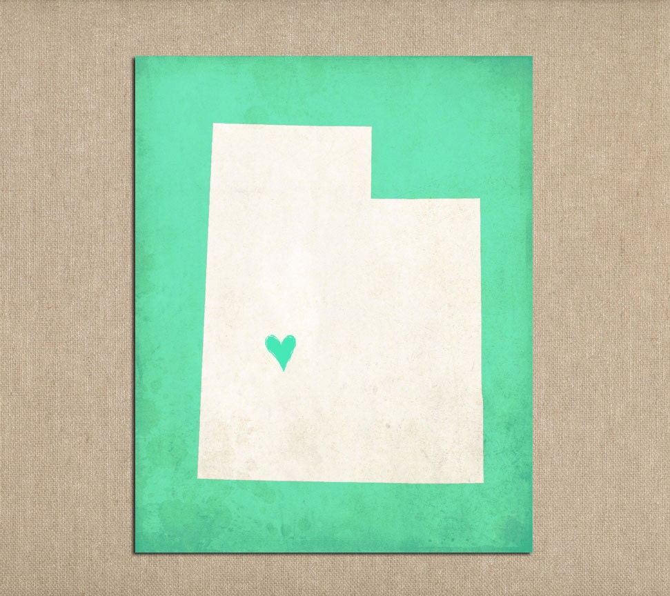 Utah State Art Silhouette Map Personalized Print