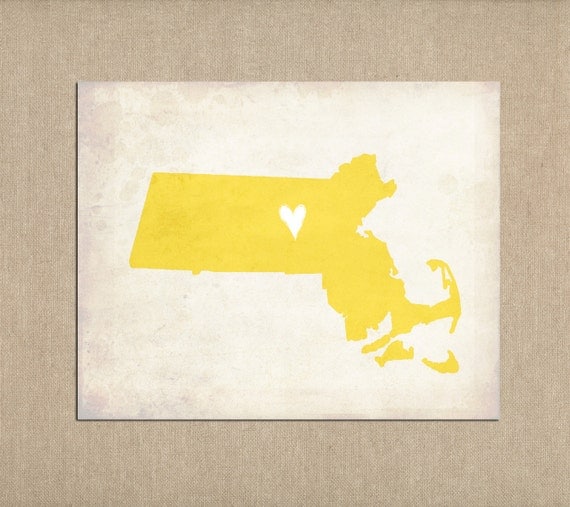 State Art Massachusetts Love Customizable Print